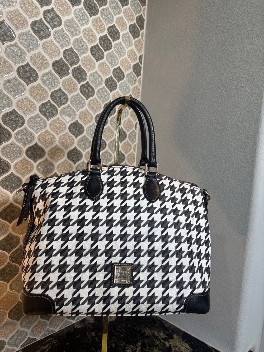 Dooney & Bourke Black & White Houndstooth Satchel